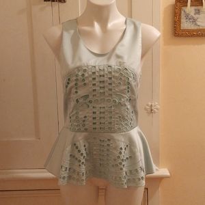 H&M pale aqua sleeveless peplum top Sz 8